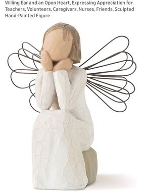 Vintage Willow Tree Angel of Caring. Seated Angel w. Wire Wings. 2001. Hallmark